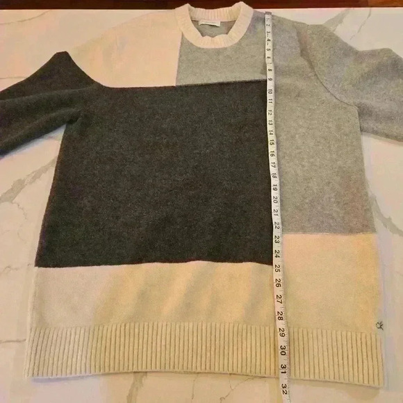 Calvin Klein Mens Relaxed Fit Color Block Crewneck Sweater Black Gray Size 2X - Picture 8 of 12
